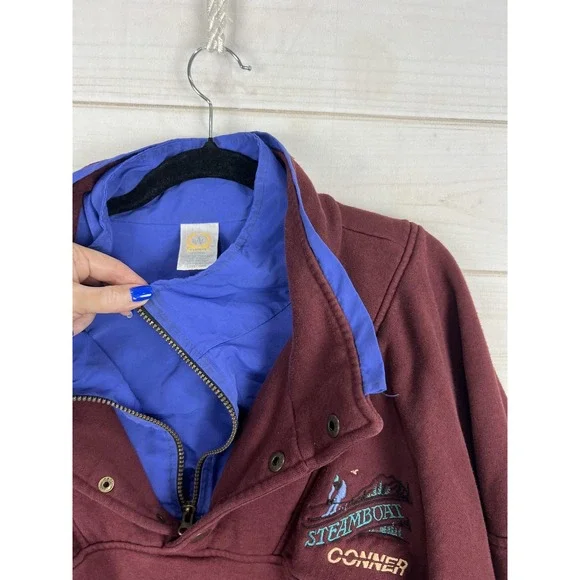 Vintage Steamboat BAC Sweatshirt Mens Large Red Ski 1/4 Zip Snap Fleece 90s - Picture 5 of 11